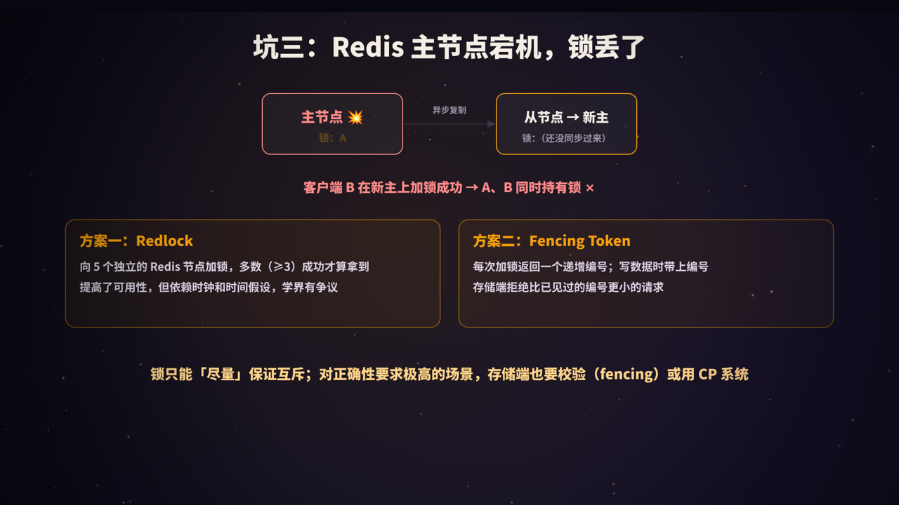 主节点宕机导致锁丢失