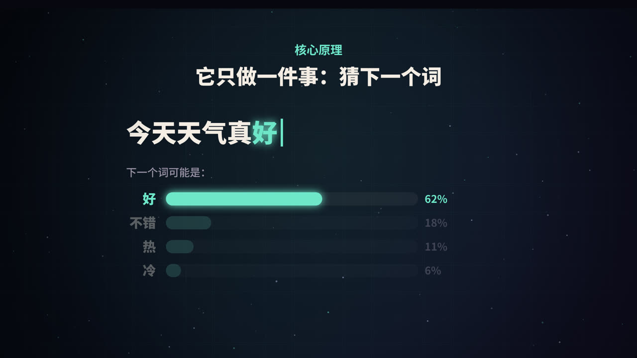 给定前文,模型会算出每个候选词的概率