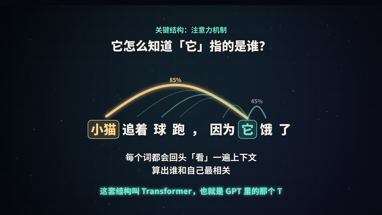 注意力机制:「它」最关注的是「小猫」